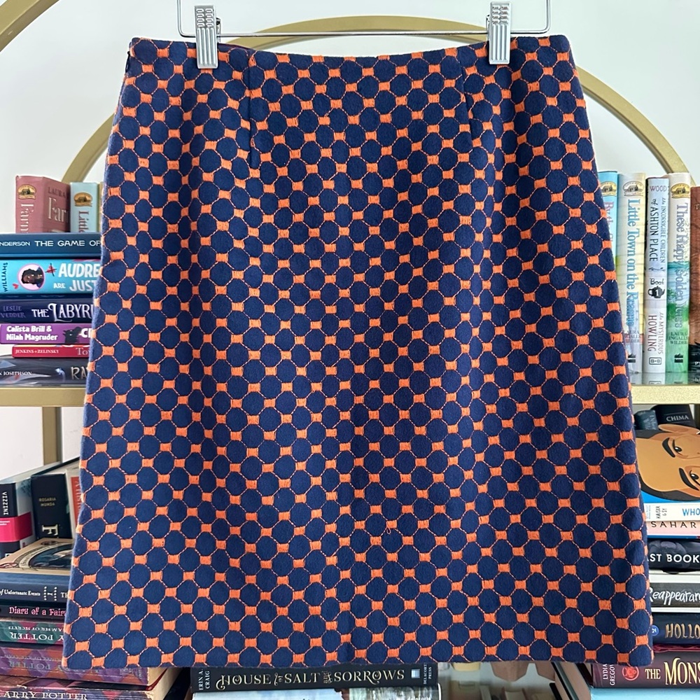Tocca 100% Wool Embroidered Blue & Orange Skirt  👗🧵